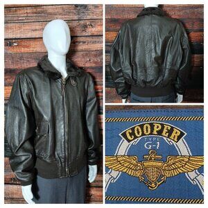 Vintage Cooper G1 Goatskin Leather Bomber Coat Jacket Mens 50 R Full Zip USA USN
